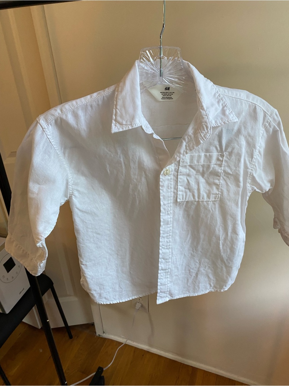H&M White Kids' Button-Down Shirt with Chest Pocket